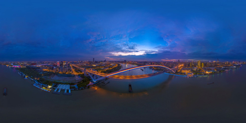 都会夜景亮化案例分享——上海卢浦大桥景观亮化工程